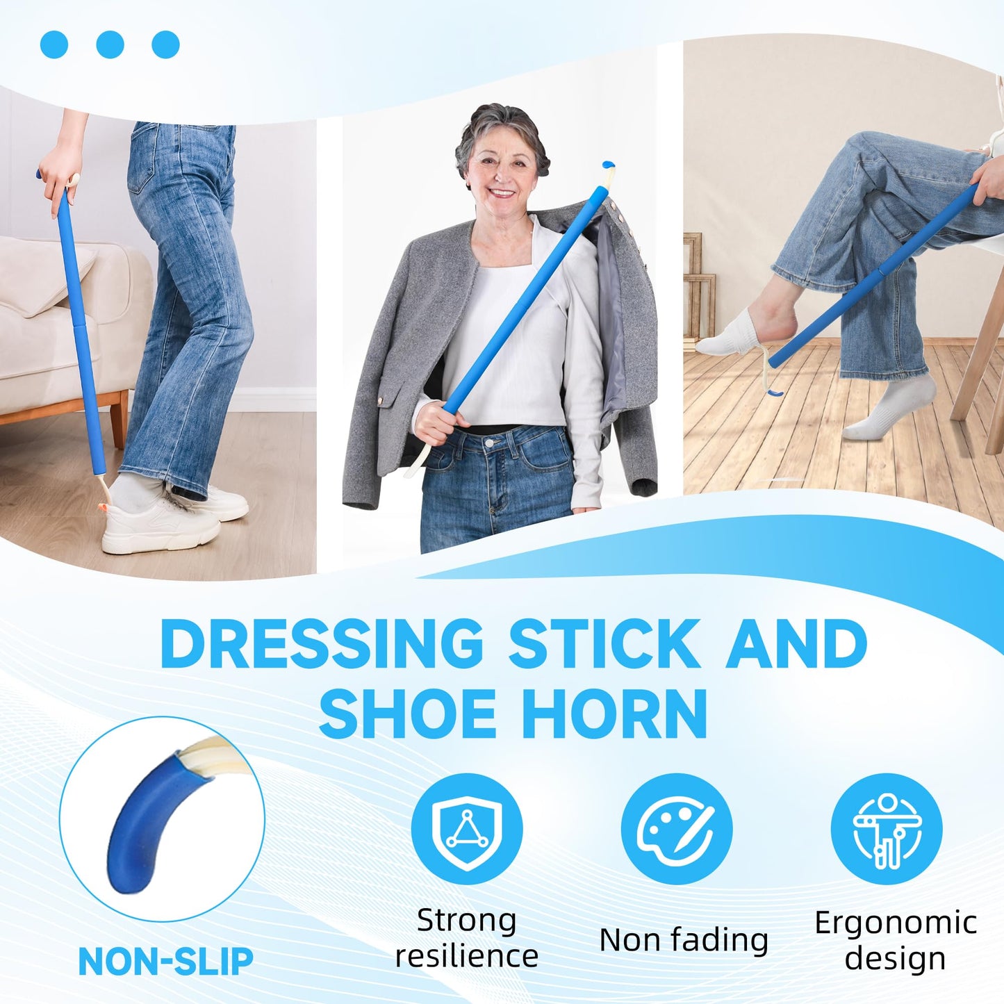 Fanwer 6-Piece Hip Kit for Seniors Total Hip Replacement - Leg Lifter, Sock Aid, Reach Grabber Tool, Dressing Stick, Back Brush and Lotion Applicator, Pants Helper, Hip Replacement Kit After Surgery