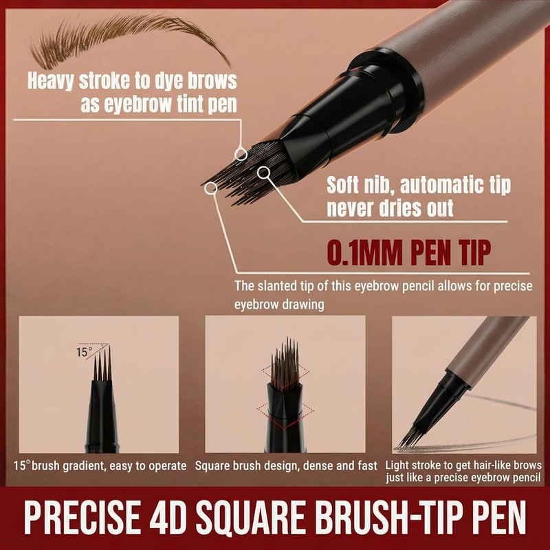Eyebrow Pencil - 2-in-1 Microblading Pen with Ultra-Fine Tips | Waterproof Long-Lasting Formula for Natural Fuller Brows, Black