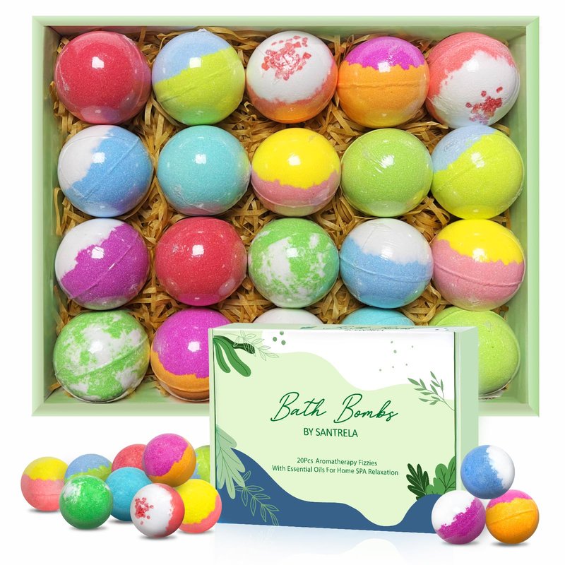 Bath Bombs for Women Gift Set, 20 Organic Bath Bombs with Essential Oil, Handmade SPA Bubble Bath for Relaxing, Gift for Her/Him, Women, Girls, Wife, Mother