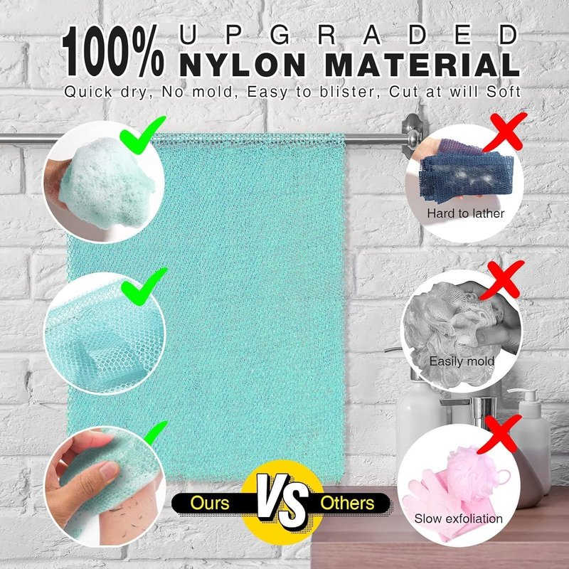 African Bath Sponge - Exfoliating Net Body Scrubber for Smooth Skin | Green Color, Ideal for Daily Use