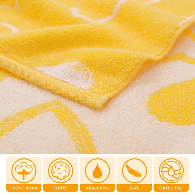 VOOVA & MOVAS 4 Pcs Hand Towels (13"x28") - 100% Cotton, Ultra-Absorbent & Quick-Dry Hand Towels | Soft, Lightweight Bathroom Decorative Towels for Spa, Kitchen, Home | Machine Washable,Yellow