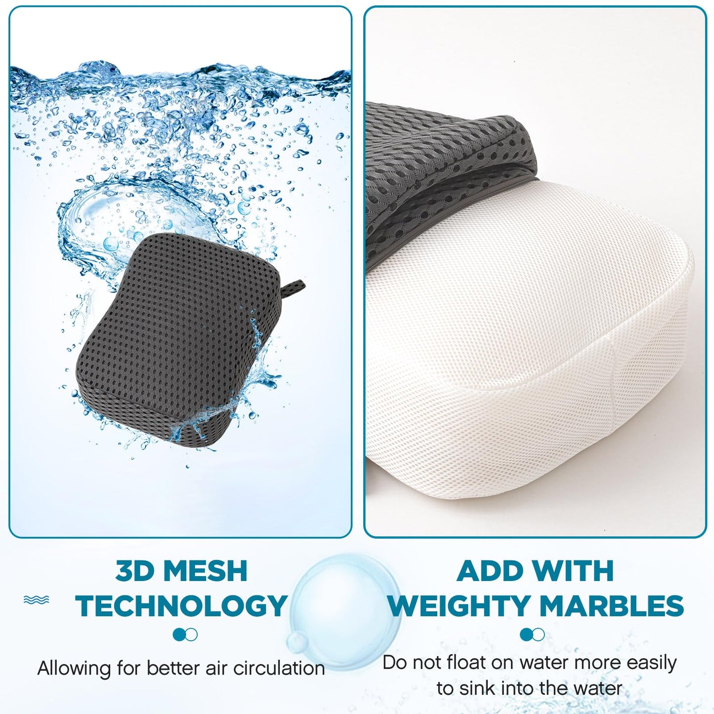 Suzile 2 Pcs Hot Tub Booster Seat Weighted Spa Bathtub Booster Seat Quick Dry with Micro Dot Non Slip Bottom Portable Cushion with 3D Air Mesh Cover Tub Accessory for Indoor Outdoor