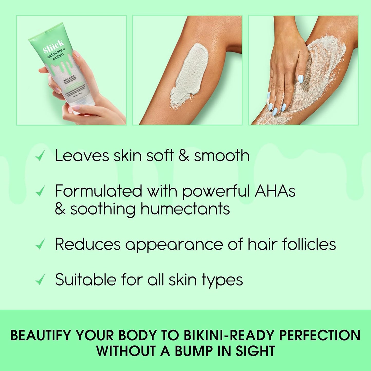Sliick Exfoliating Body Scrub with Pumice & Glycolic Acid - 7 oz for Smooth Skin
