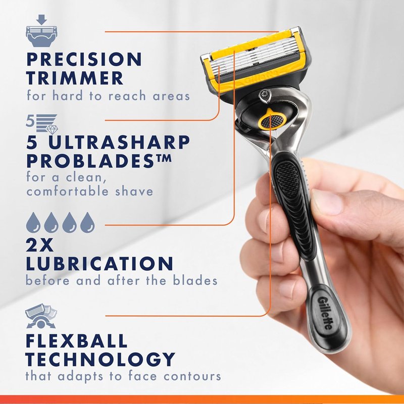 Gillette ProGlide Shield Razor for Men - Precision Handle + 1 Blade Refill