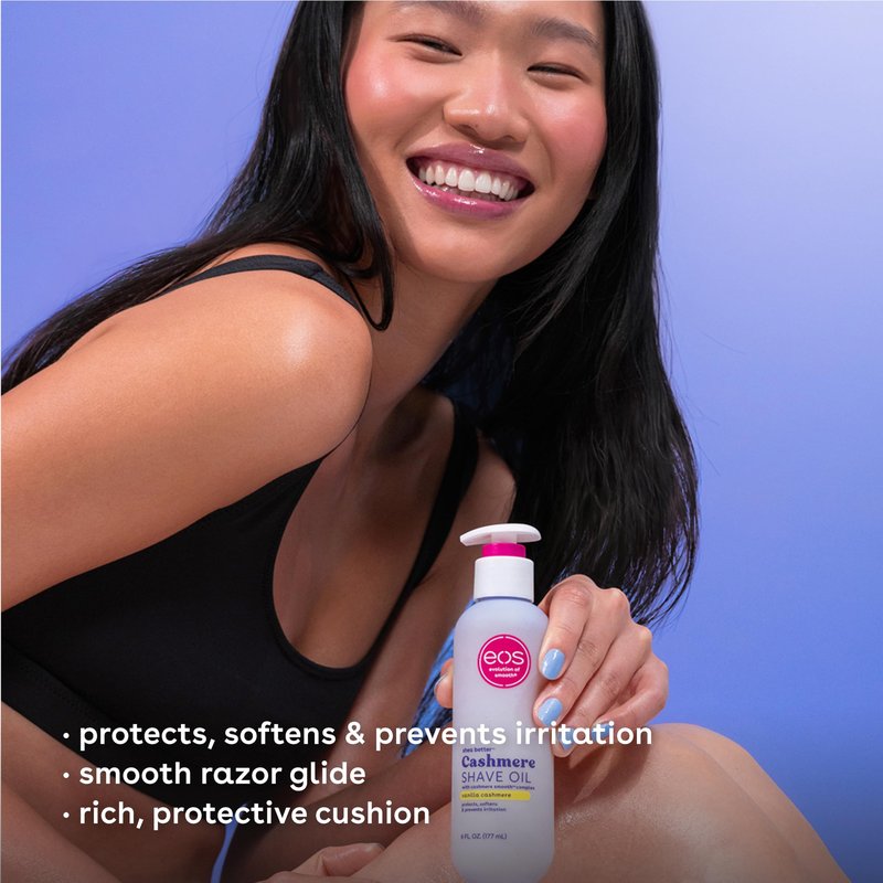 Bundle of eos Shea Better Body Lotion + Cashmere Shave Oil, Vanilla Cashmere, 24-Hour Moisture Skin Care, Lightweight & Non-Greasy, Natural Shea, Vegan, Soothing Moisturizing