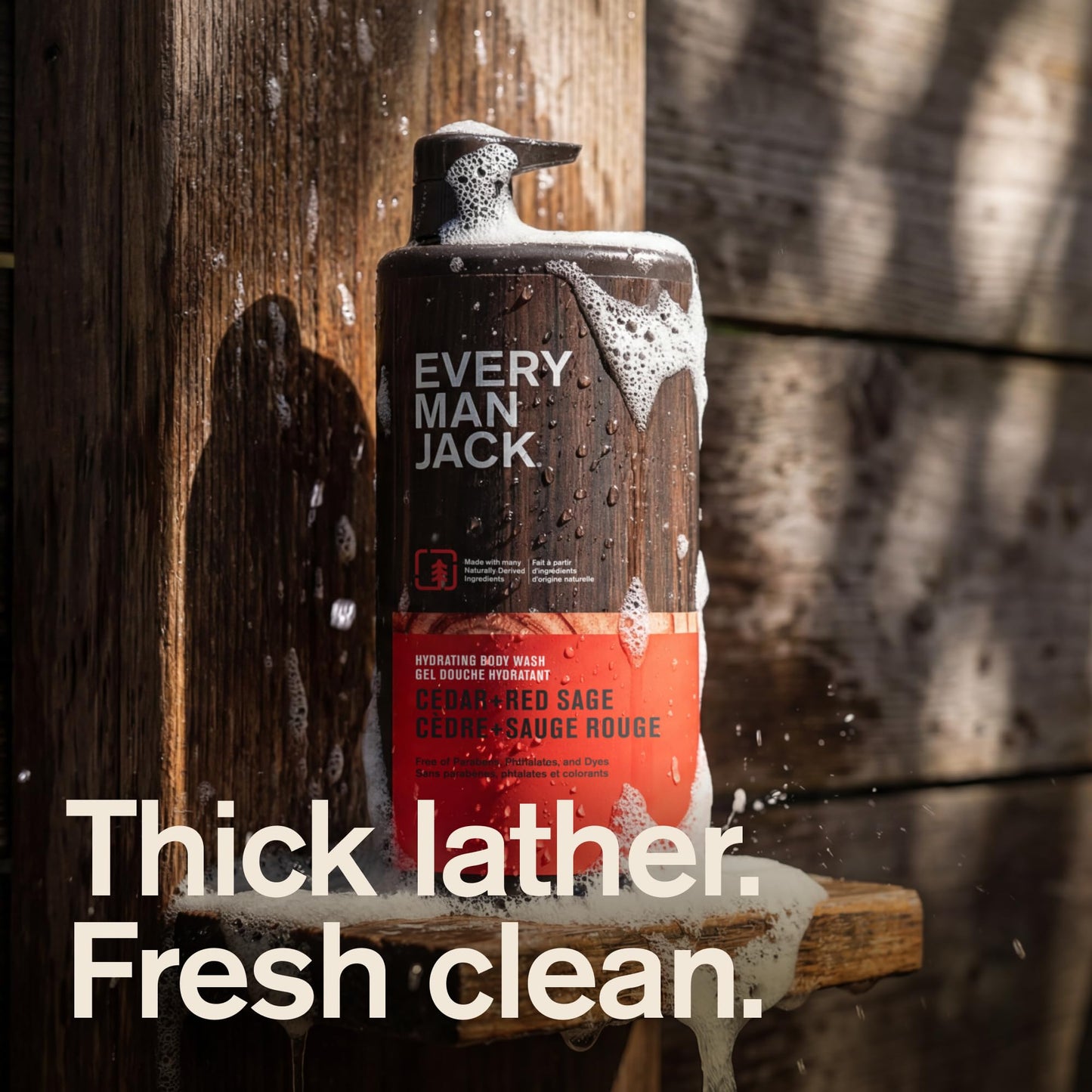 Every Man Jack Cedar + Red Sage Mens Body Wash for All Skin Types - Cleanse, Hydrate, and Smell Great - Free of Parabens, Phtalates, and Dyes - 33.8 fl oz (2 Pack)