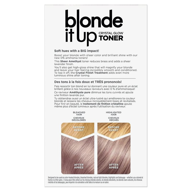 Clairol Blonde It Up Crystal Glow Toners - Ammonia-Free Demi-Permanent Hair Dye | Sheer Amethyst Color | Neutralizes Warmth