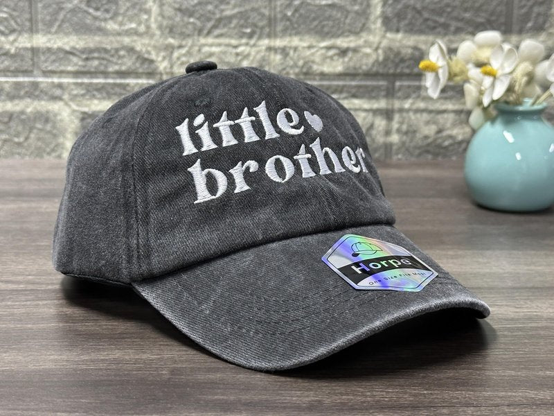 Horpe Little Brother Hat for Boys, Lil Bro Gifts for Kid Child, Pride Baseball Cap for Sibling, Embroidered Adjustable Cotton Black Hat
