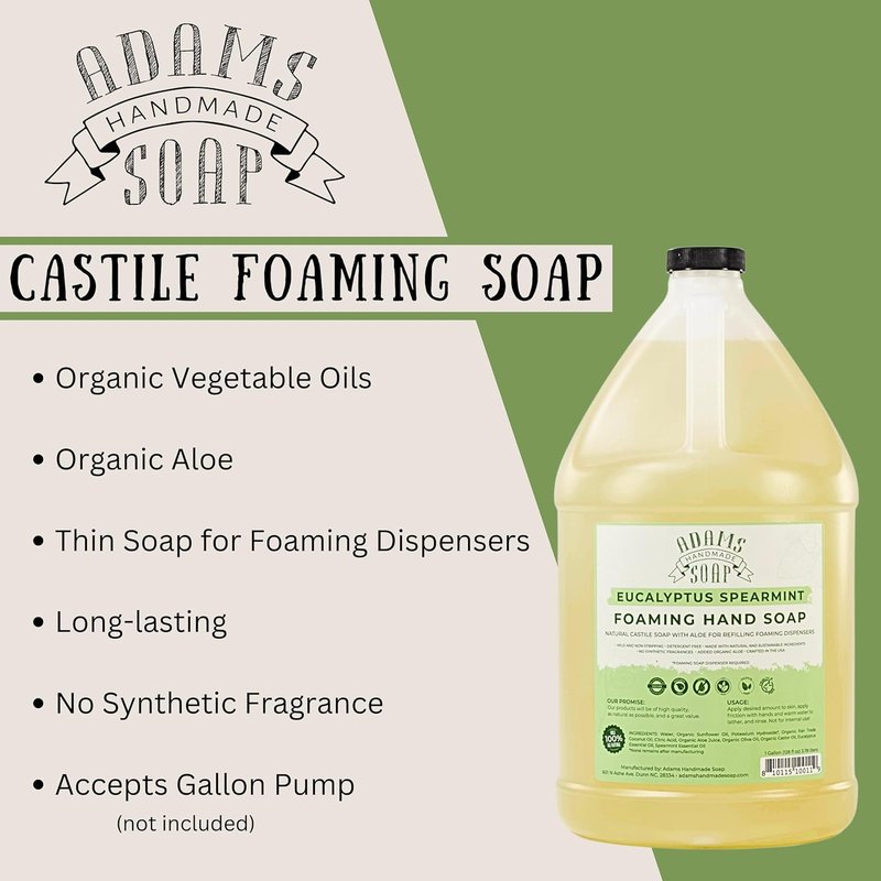Adams Liquid Foaming Soap - Eucalyptus Spearmint Scent | 1 Gallon Size