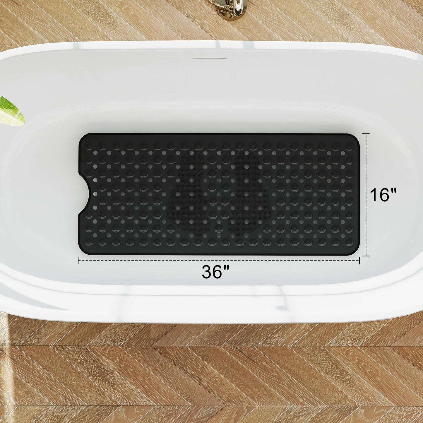 Silicone Non Slip Bathtub Mat 36" x 16", Extra Long Massage Bath Mat for Tub, Soft & Comfortable Shower Mat, Machine Washable Bath Mat for Bathroom and Shower (Gray)