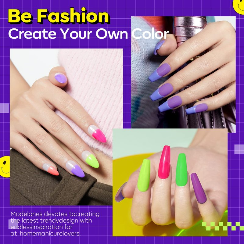 modelones Neon Gel Nail Polish Set -6 Colors Summer LGBT Hot Pink Blue Purple Green Yellow Gel Polish Set Soak Off Nail Kit Manicure DIY Nail Art Salon Home Gift