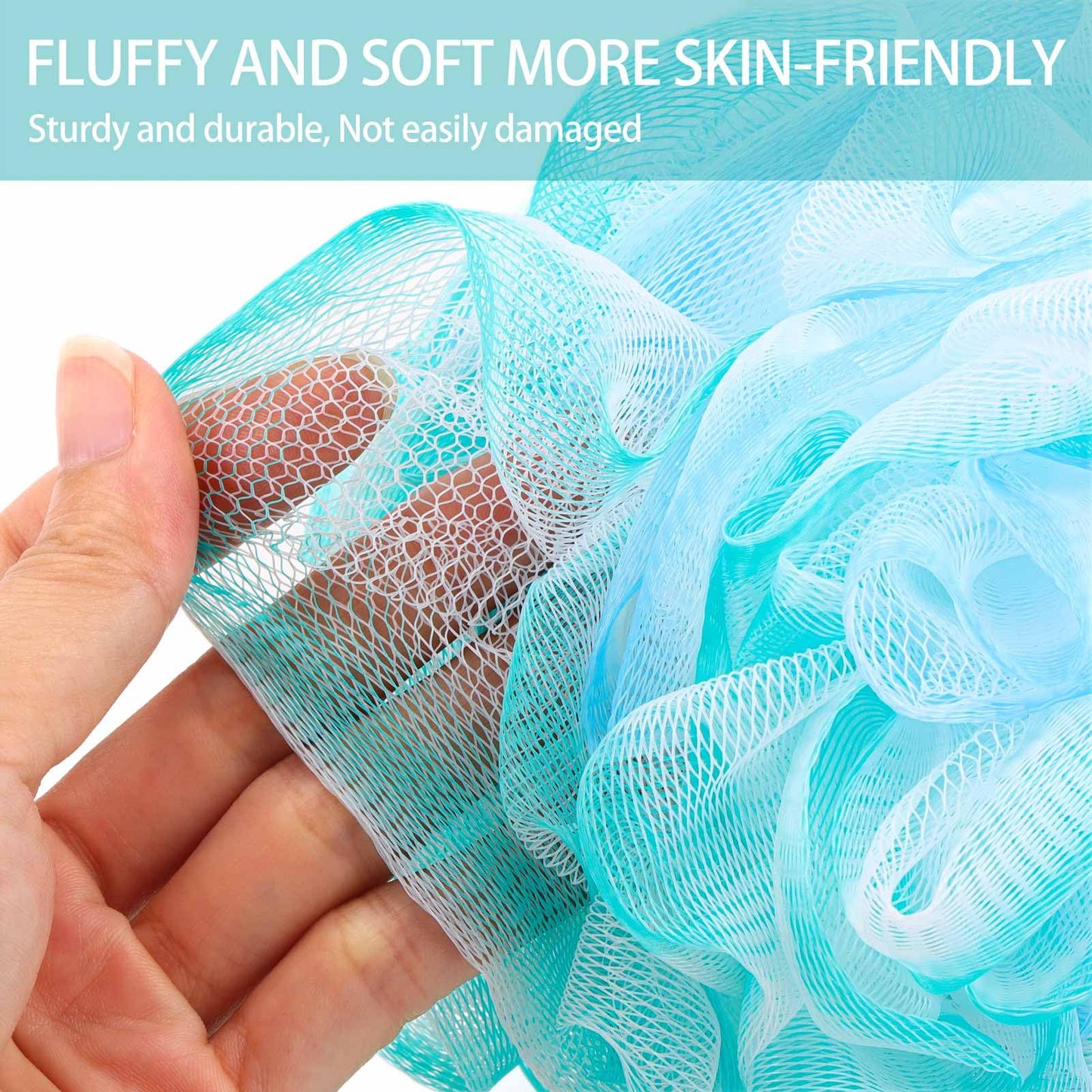 BTYMS XXL Large Loofah 100g/pc, Exfoliating Bath Sponge Body Scrubber Mesh Pouf Bath Scrunchies Shower Puffs - Pack of 4