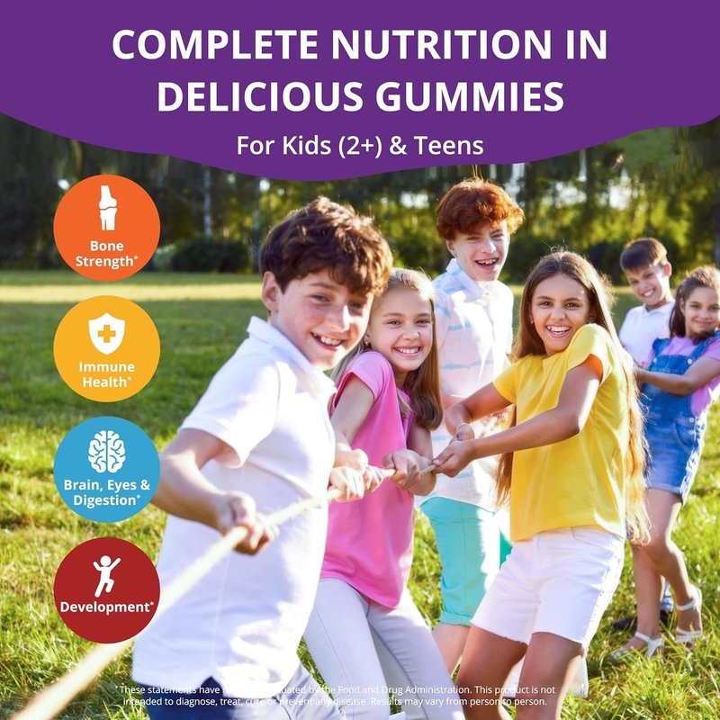 NuBest Tall Gummies for Kids & Teens - Bone Strength, Immunity & Digestive Health | 20+ Vitamins, No Added Sugar