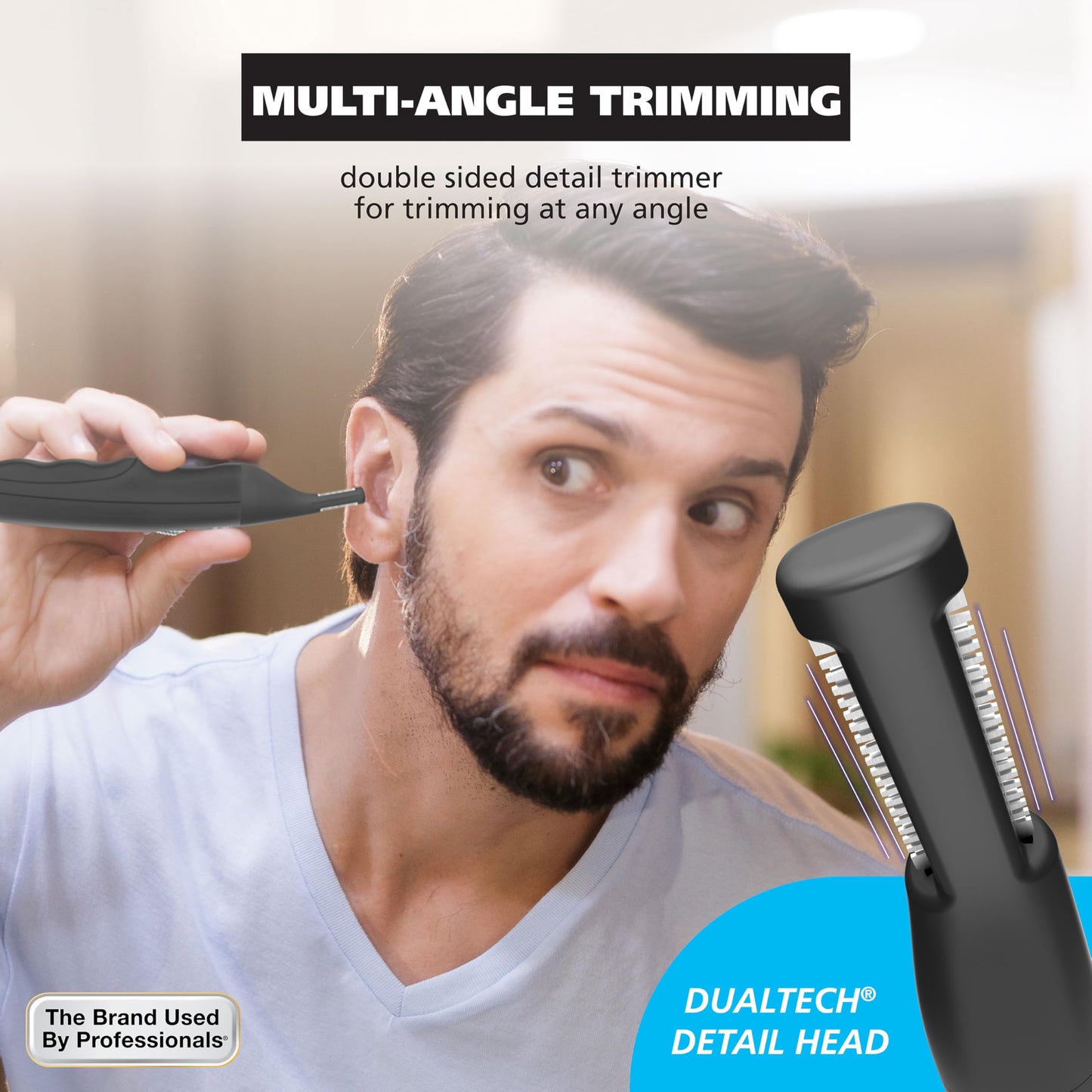 Wahl Pro Series® Rechargeable Eyebrow, Ear & Nose Hair Trimmer for Men – Painless DualTech® Eyebrow Trimmer & Facial Hair Removal Device – Model 3025656