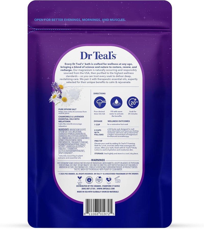 Dr Teal's Epsom Salt Sleep Soak - Melatonin & Essential Oils | 3 lb (Pack of 4)