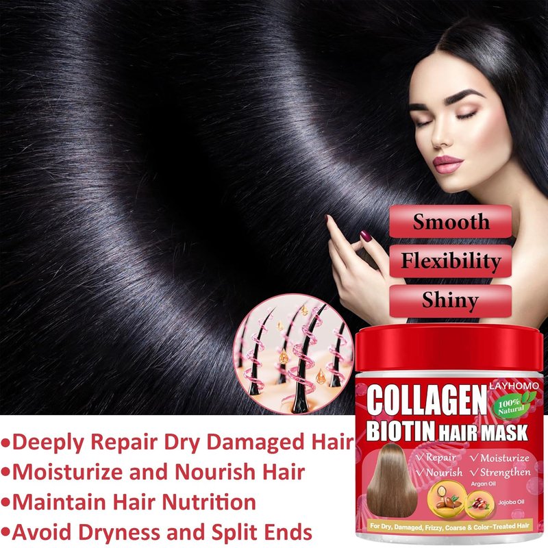 Keratin Hair Treatment - Purple Hair Mask for Blonde & Bleached Hair | Collagen & Biotin Deep Conditioner with Argan & Jojoba Oil