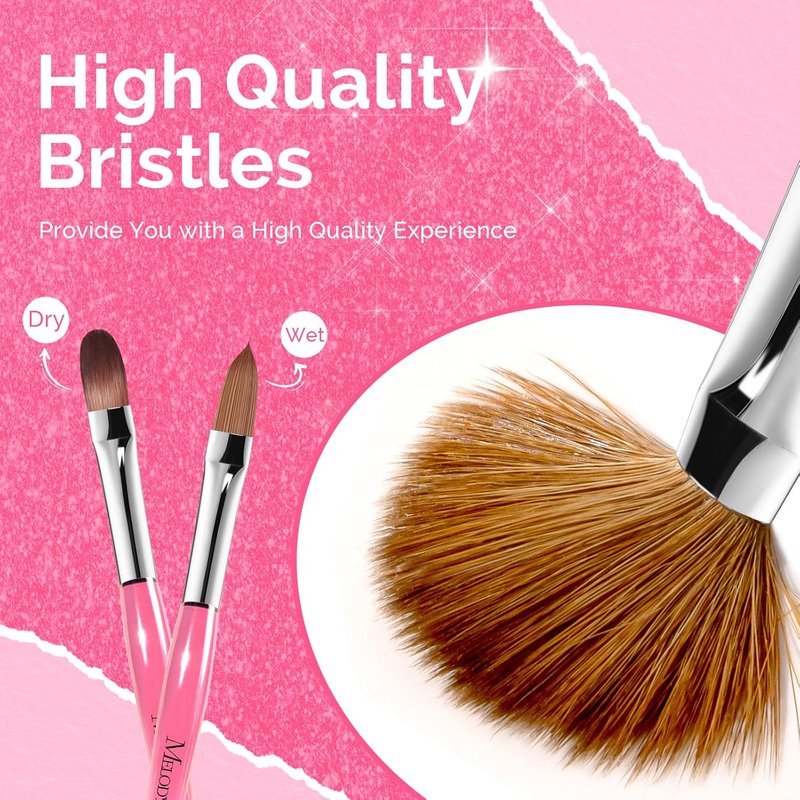 Kolinsky Acrylic Nail Brush - Professional Nail Art Tool for Acrylic Application | 80% Kolinsky Hair, 3D Carving