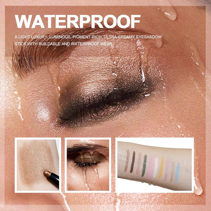 Chifure Eyeshadow Stick - Waterproof Shimmer & Matte Cream Eye Shadow Crayon | 0.056 Oz (#4-Bottle Green)
