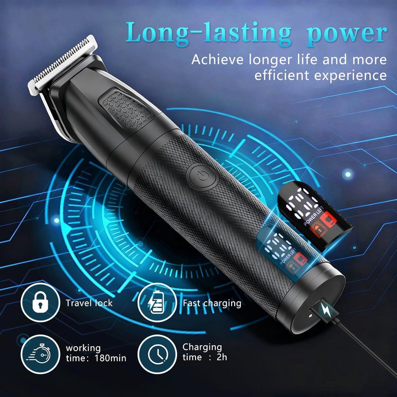 Beard Trimmer for Men - 6-in-1 Cordless Waterproof Grooming Kit | LED Display, USB Rechargeable
