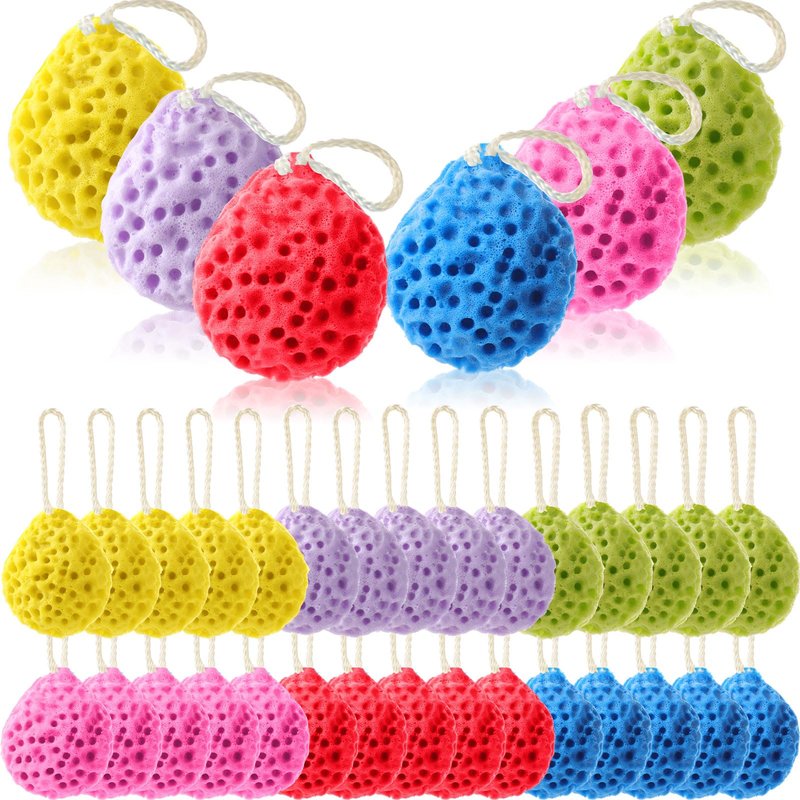 FoldTier 36 Pcs Bath Sponge Deep Cleansing Body Loofah Gentle and Deep Exfoliating Body Scrubber Bath Accessories Men Women Baby Sponge for Bathing Shower (Stylish Color)