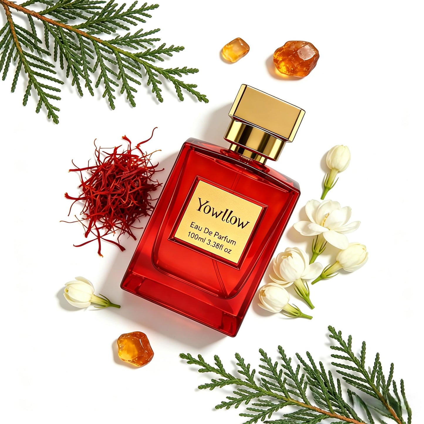 Yowllow Ambery Saffron Eau de Parfum Inspired by B.accarat R.ouge 540 Long Lasting Essential Womens Fragrance Spray Vegan & Cruelty-Free 3.4 Fl Oz/100ML
