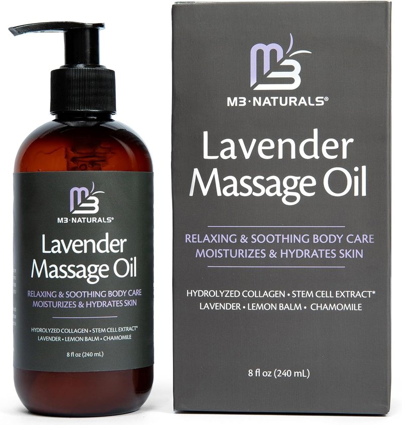 M3 Lavender Sensual Massage Oil - Collagen & Stem Cell Formula for Skin Tightening | 8 fl oz