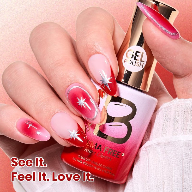 Beetles Ruby Cherry Jelly Red Gel Nail Polish - 15ML Soak Off Translucent UV LED Formula for DIY Manicure