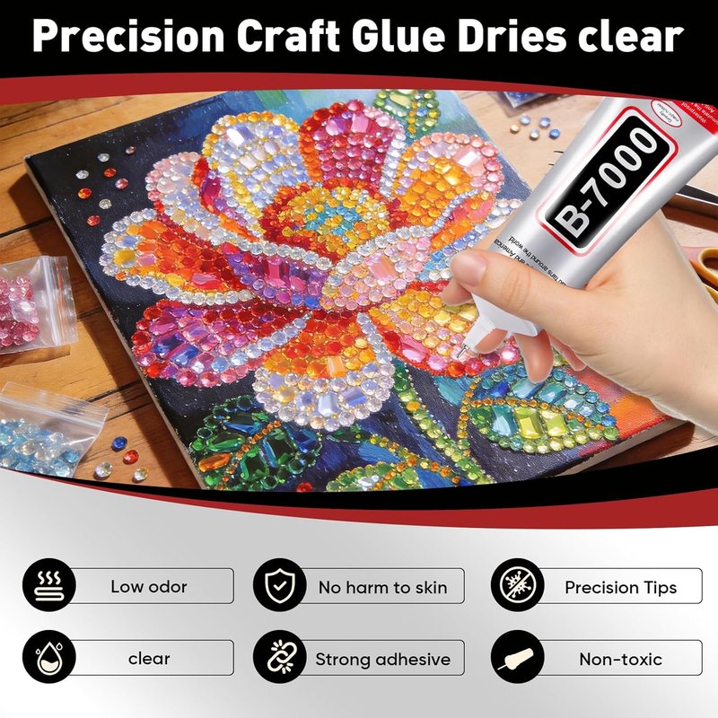 B7000 Clear Glue - Precision Tip for Rhinestones & Crafts | 2 PCS 110ml for Jewelry, Nail Art, DIY