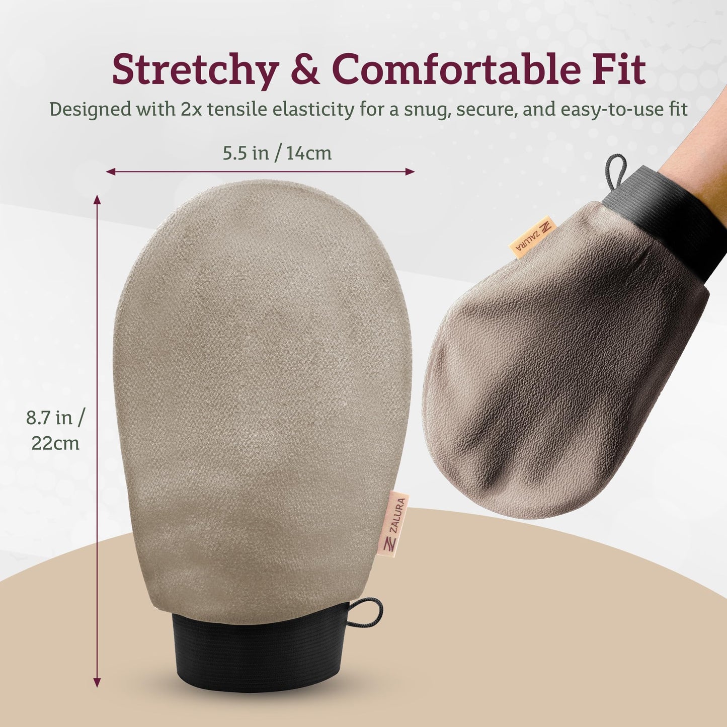 ZALURA Exfoliating Glove - Skin Exfoliating Body Scrubber for Shower & Bath - 100% Viscose Plant Fibers - Deep Exfoliating Mitt & Scrubber for Women & Men, Spray Tan & Dead Skin Remover - 1-Glove