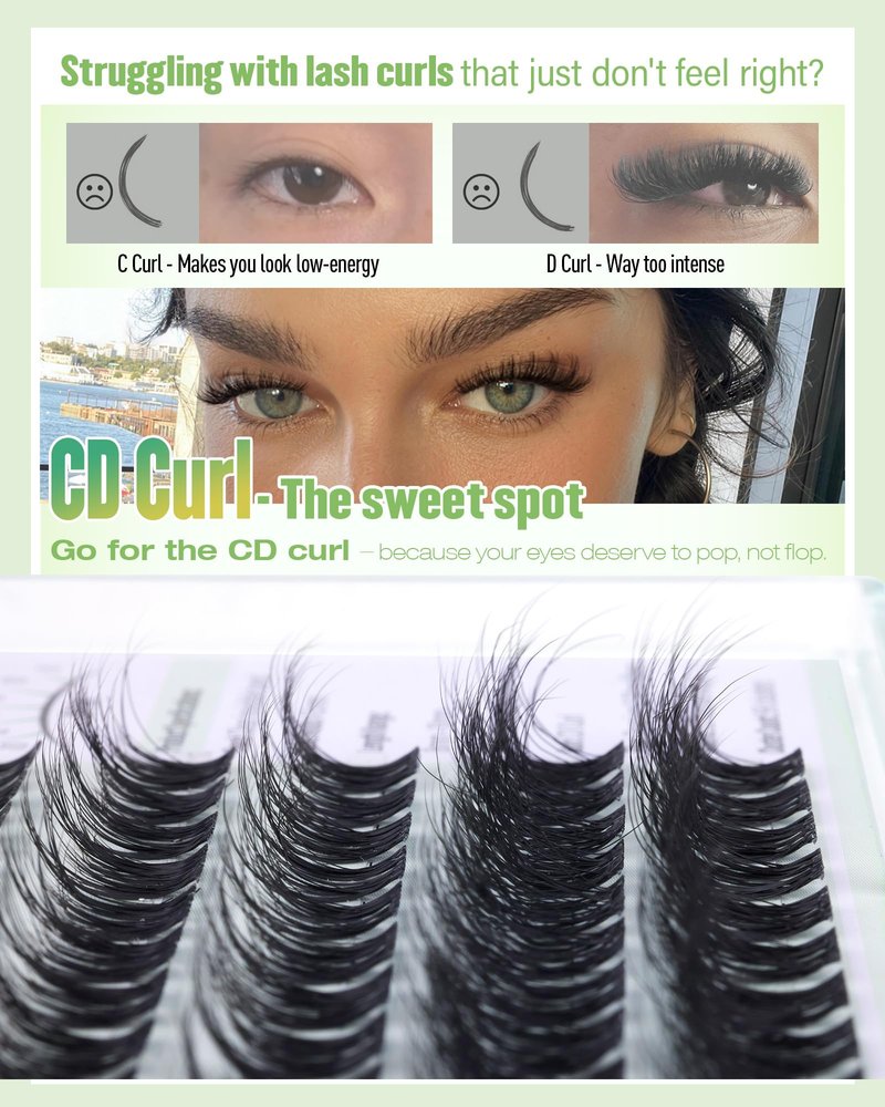 CORUSCATE Lash Clusters Wispy Eyelash Clusters Natural Spider Lashes Cluster with Spikes Kim&Kylie Individual Lashes Short 8-14mm Cluster Eyelash Extensions Clear Band Lash Extension