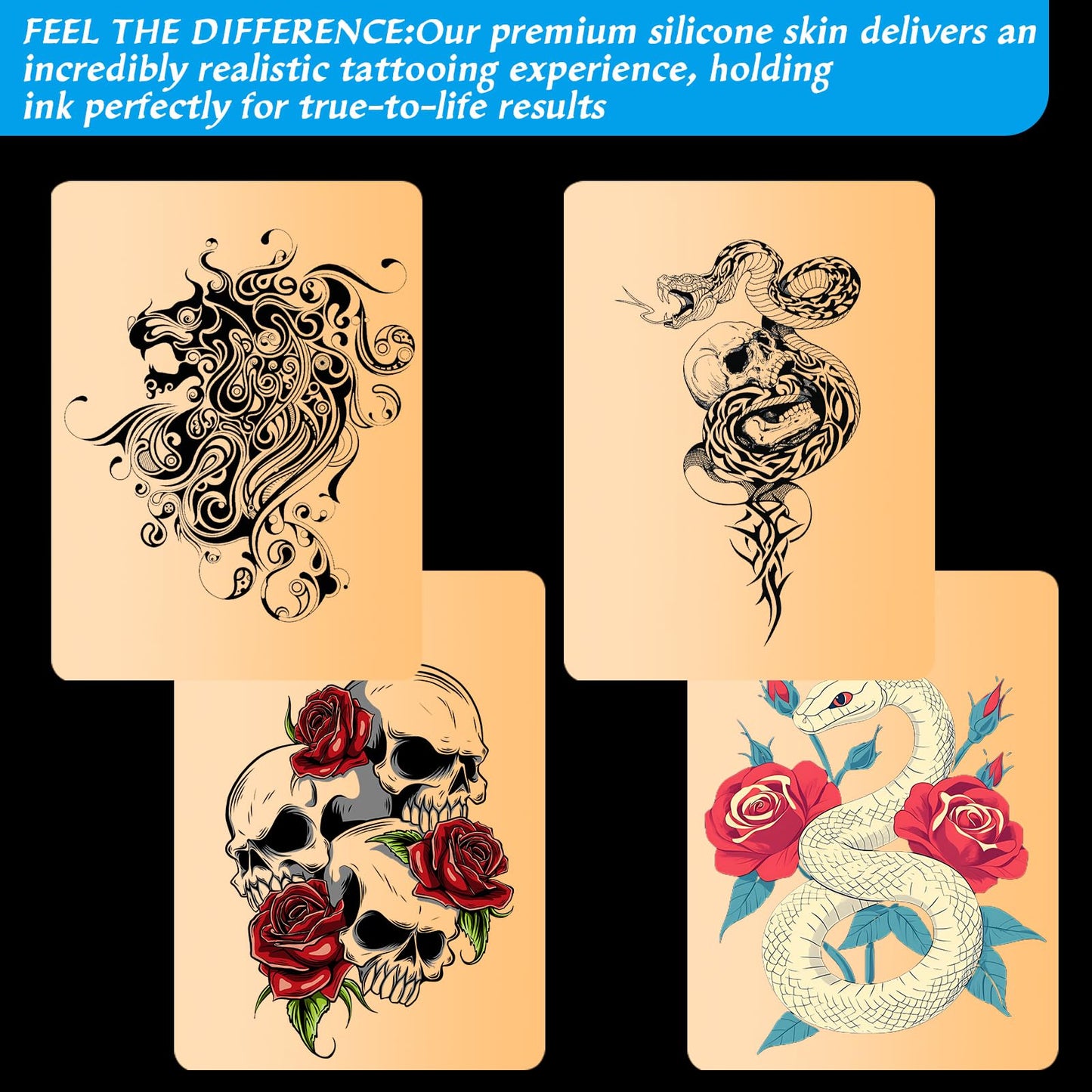 UPTATSUPPLY 3mm Professional Tattoo Practice Skin - 10-Pack of Thick Realistic Silicone Sheets (7.8"x5.9") - Ideal Fake Skin for Tattoo Machine Training, Perfect for Beginners & Advanced Artists