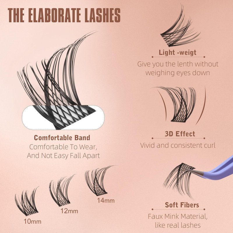 Medium Lash Clusters Short Wispy C Curl Eyelash Clusters 10-14MM Individual Eyelashes Natural Cluster Eyelash Extensions Natural Looking Cluster Lashes by Geeneiya (C Curl,10-12-14)