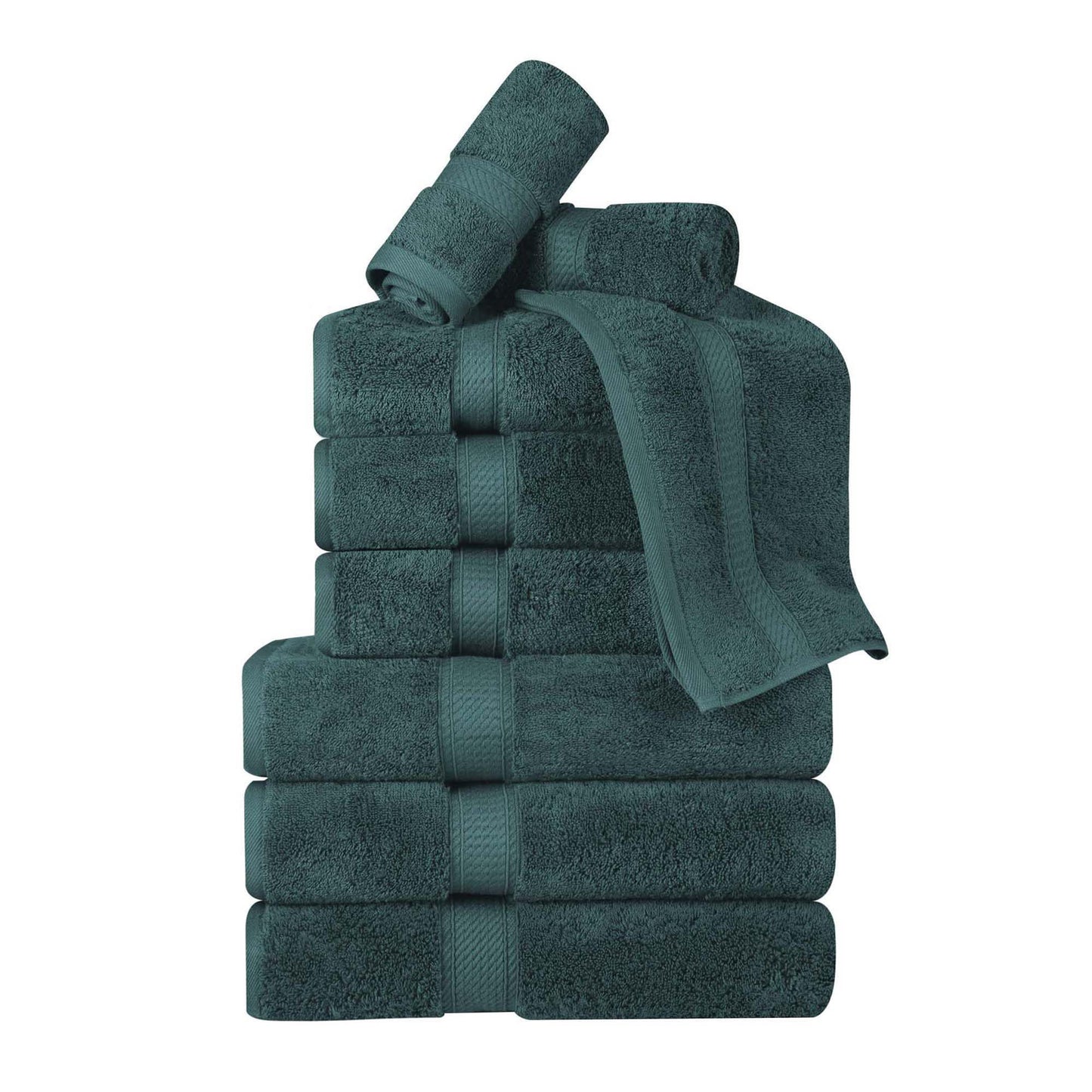 Superior Egyptian Cotton Pile 9 Piece Towel Set, Includes 3 Bath, 3 Hand, 3 Face Towels/Washcloths, Ultra Soft Luxury Towels, Thick Plush Essentials, Guest Bath, Spa, Hotel Bathroom, Teal