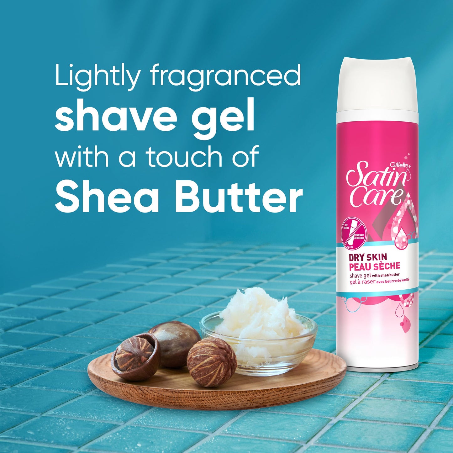 Gillette Venus Satin Care Dry Skin Shave Gel for Women, 6 Count, 7oz Each, Infused with Shea Butter for a Comfortable Shave