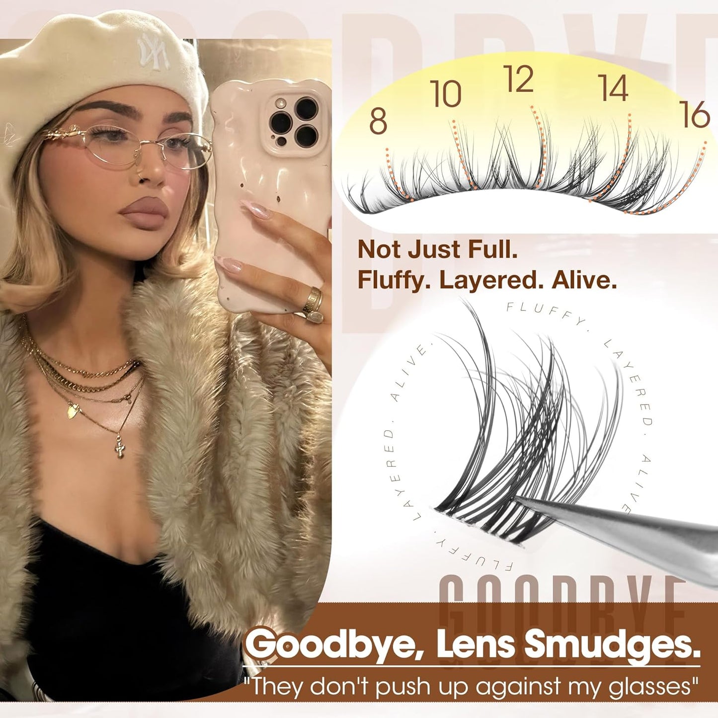 Spider Lash Clusters | Natural Wispy Eyelash Extensions | 8-16MM CC Curl with Flexible Clear Band