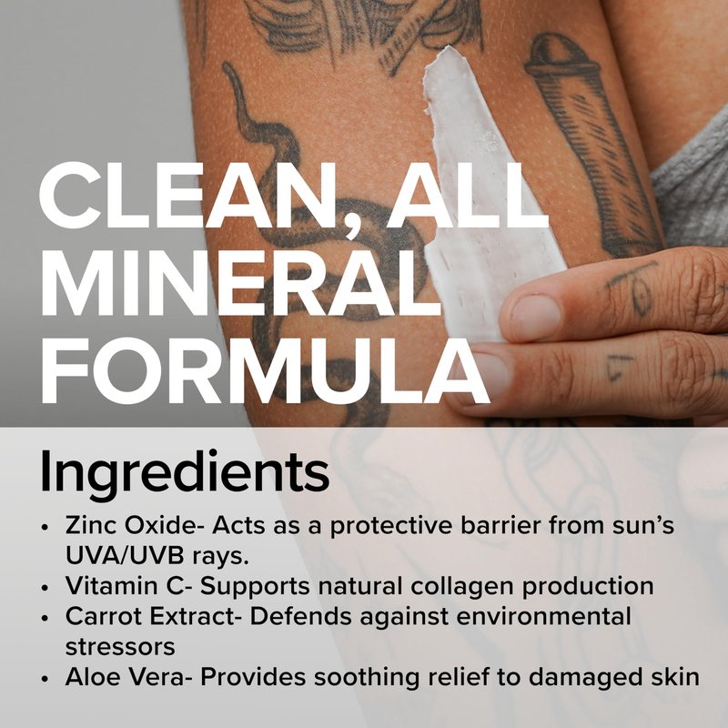 Mad Rabbit Defend Tattoo Sunscreen- SPF 30 100mL Tube- Mineral Sunscreen Lotion - Tattoo Fade Protection and Moisturizer, Anti-Aging Formula