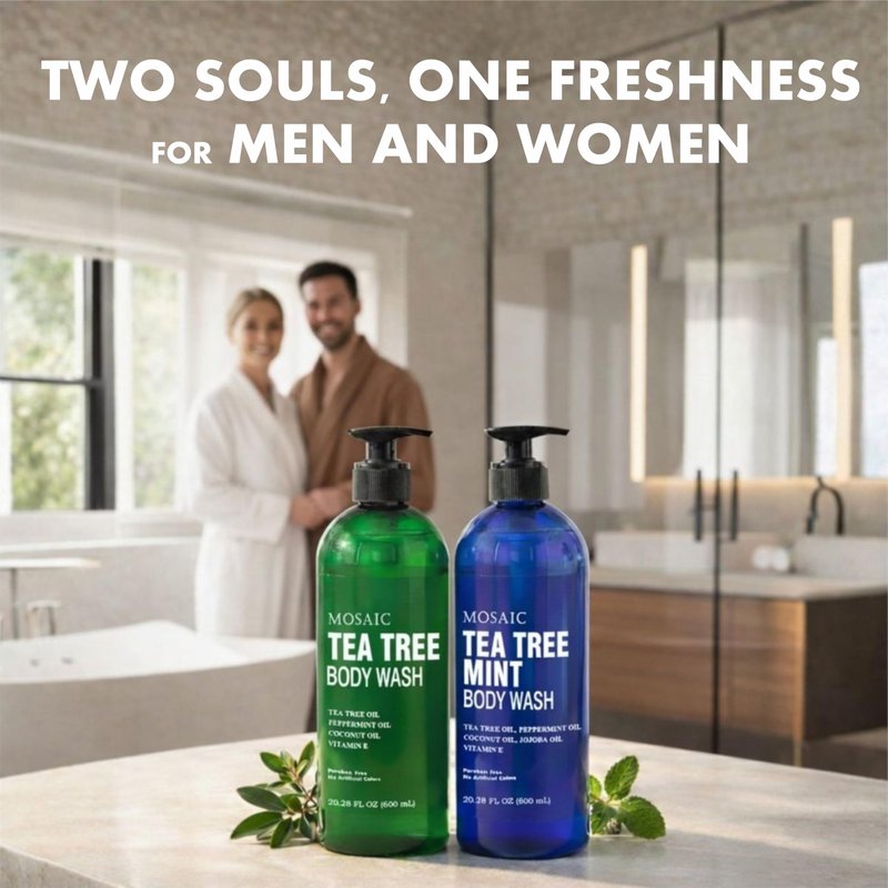 AnatoliaDaphne Tea Tree Body Wash and Shower Gel with Vitamin E for Jock Itch, Eczema, Ringworm, Body Odor, Body Wash Women & Men with Added Body Oils,LARGE 20.2 FL Oz Bottle (Tea Tree, Pack of 2)