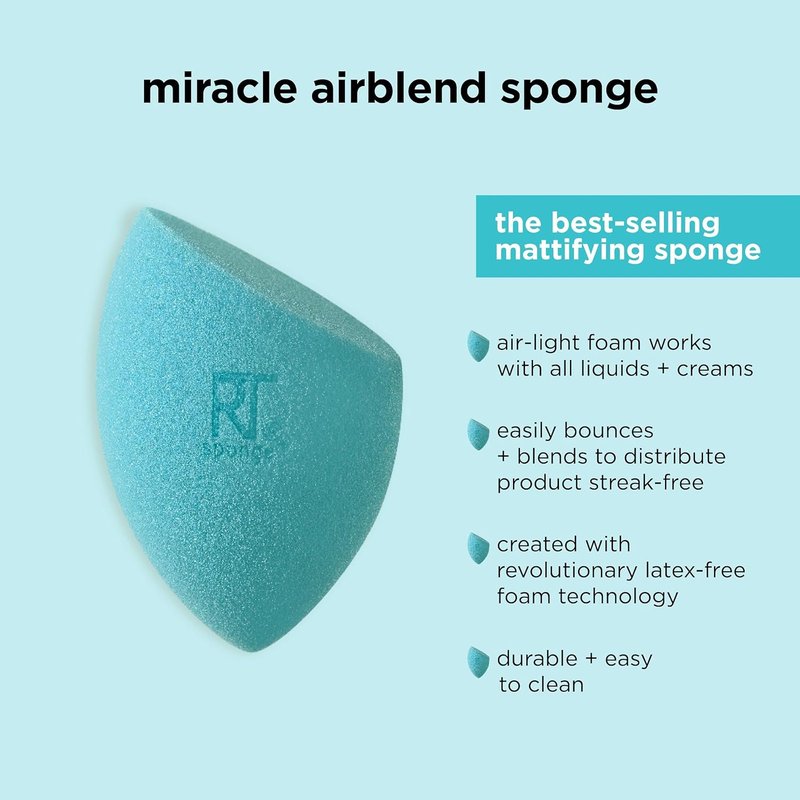 Real Techniques Makeup Blending Sponges - 6 Pack for Flawless Application | Miracle Sponges for Foundation & Powder