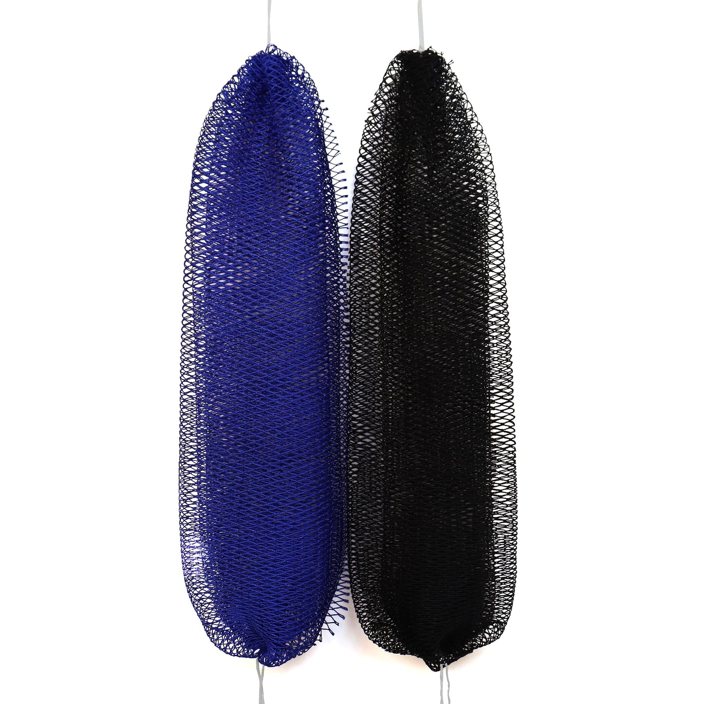 Rominetak African Net Sponge Authentic, 2 Pieces African Exfoliating Net Sponge with Knots, Quick-Drying Body Scrub Net, Bath Washcloth Loofah for Women and Men (Navy Blue+Black)