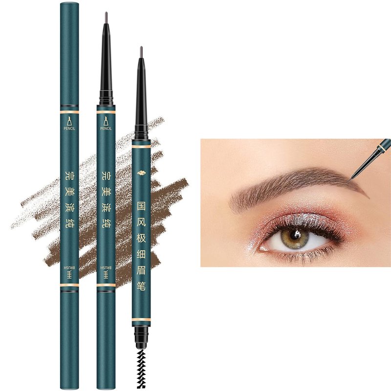 Skiennix Eyebrow Pencil Set - 3 PCS Waterproof Micro Brow Pencils with Brush & Razor | Ultra-Fine Precision