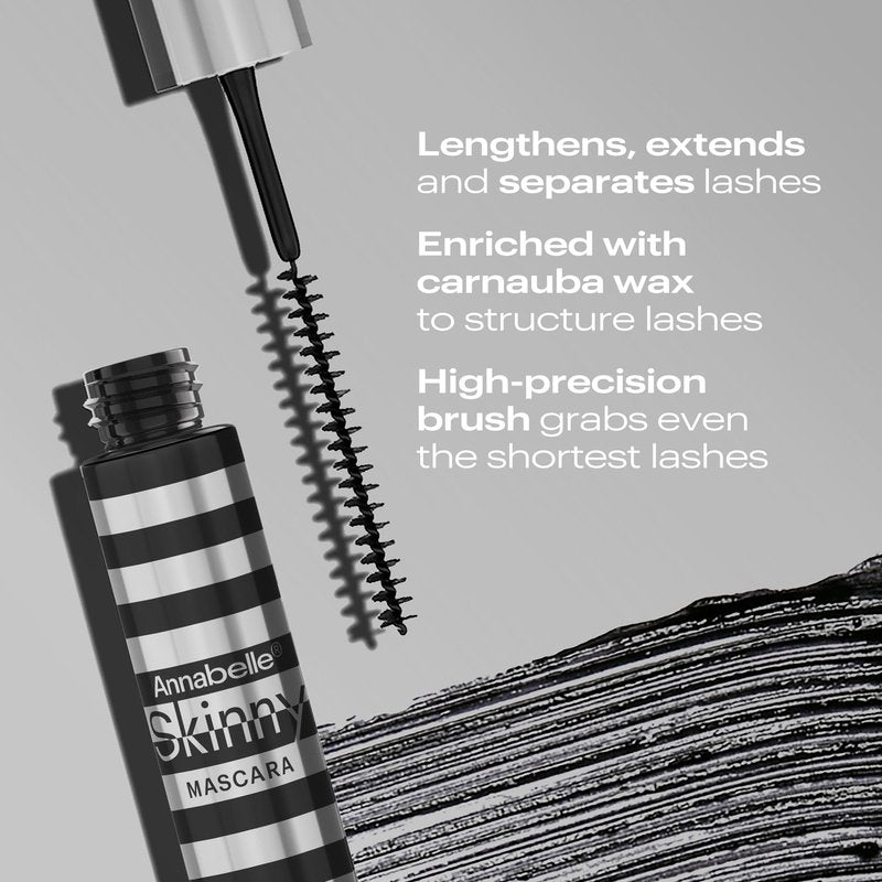 Annabelle Skinny Mascara, Black, Award-Winning Mascara, New Eco-Friendly Packaging, Ultimate Length & Definition, Microscopic & Ultra-Precise Brush, Hypoallergenic, 0.13 fl oz