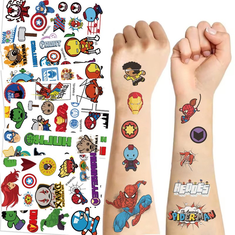 10 Sheets Superhero Temporary Tattoos for Teen, Cool Birthday Party Favors, Cartoon Decoration Sticker Gifts for Adult Home Activity Class Prizes Carnival Christmas Rewards