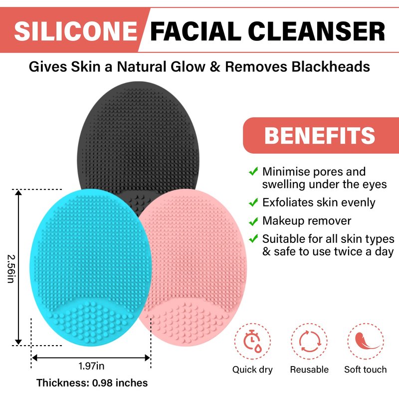 LYOB 5-in-1 Bath Exfoliation Set with 1-Silicone Body Scrubber, 1- Silicone Face Scrubber, and 3-Viscose Exfoliating Gloves for Skin Care, Back Scratcher, Body Scrub and Exfoliating Glove (Black Set)