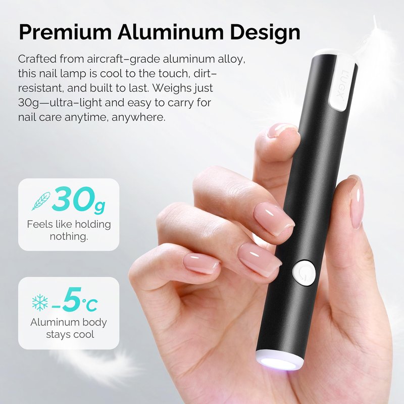L'UGX Handheld uv Light for Gel Nails with Magnetic Fast Charging – High Power Portable LED Nail Lamp for Gel Polish, Cordless Nail Dryer for Salon & Home-Black