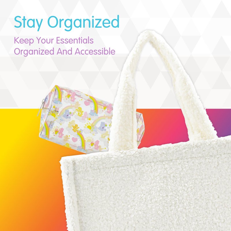 Concept One Care Bears Women's Makeup Bag, Small Travel Cosmetic Zipper Pouch Organizer, Clear