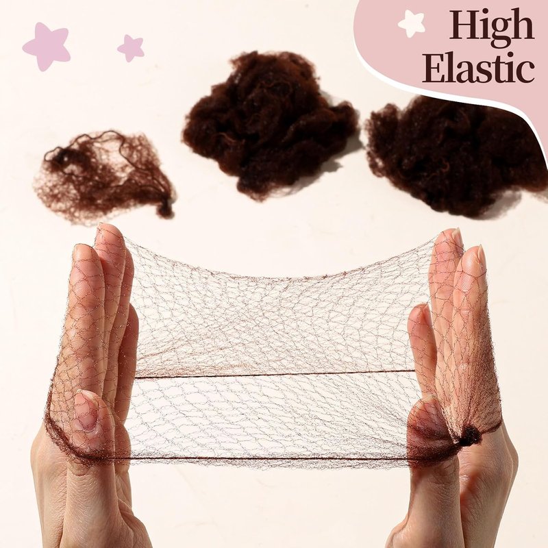Hair Net for Kids - 20PCS Invisible Hair Nets with 40PCS U Shaped Bobby Pins | 30cm Bun Hair Accessories for Girls - Brown
