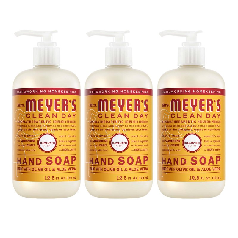 MRS. MEYER'S CLEAN DAY Hand Soap, Clementine Scent, 12.5 Fl Oz Bottle - 3 Pack
