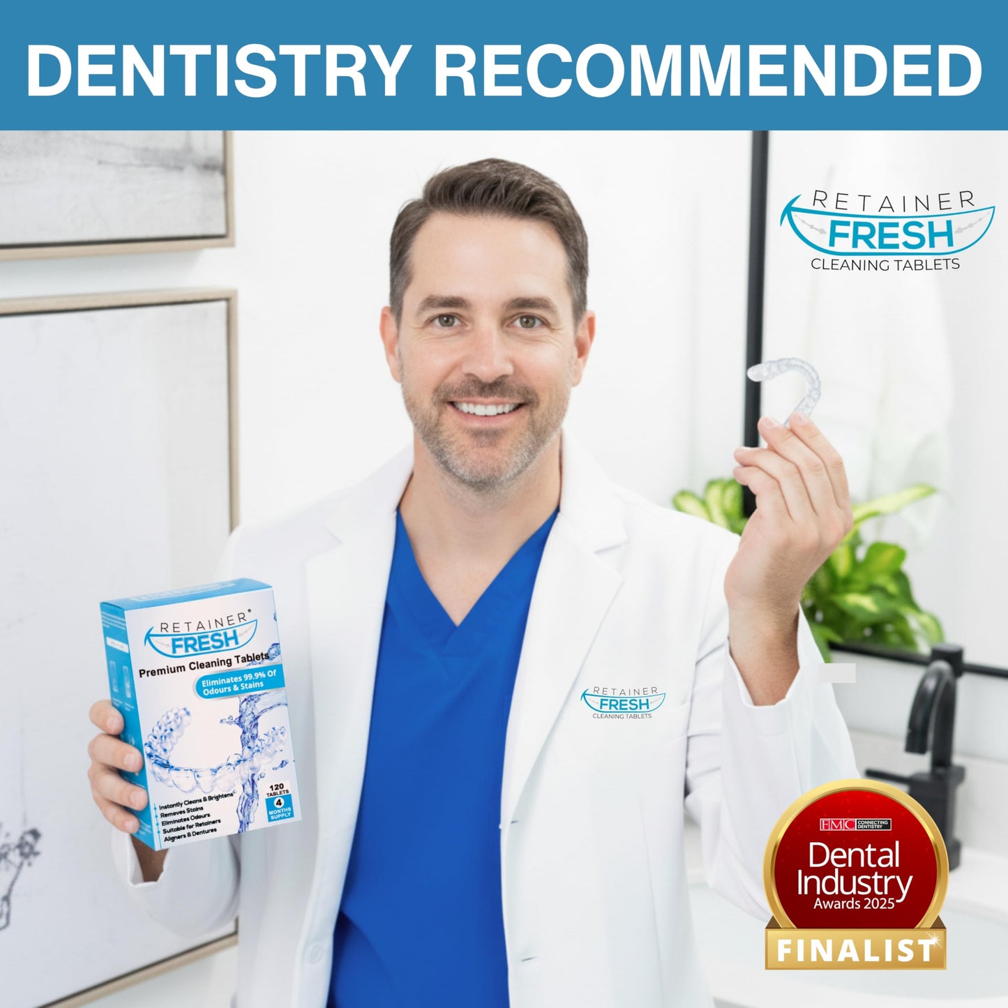Retainer Fresh Retainer Cleaner Tablets - Denture Cleaner, Retainer Cleaning Tablets, Mouth Guard Cleaner, Aligner Cleaner, Brite Retainer Tablets 36 Tablets 1 Month
