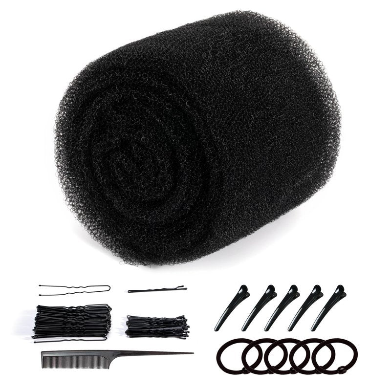 Hair Bun Maker Set for Women, Black Hair Volume Inserts & Donut Shaper, Updo Styling Sponge and Filler Tool for Natural, Full-Looking Buns