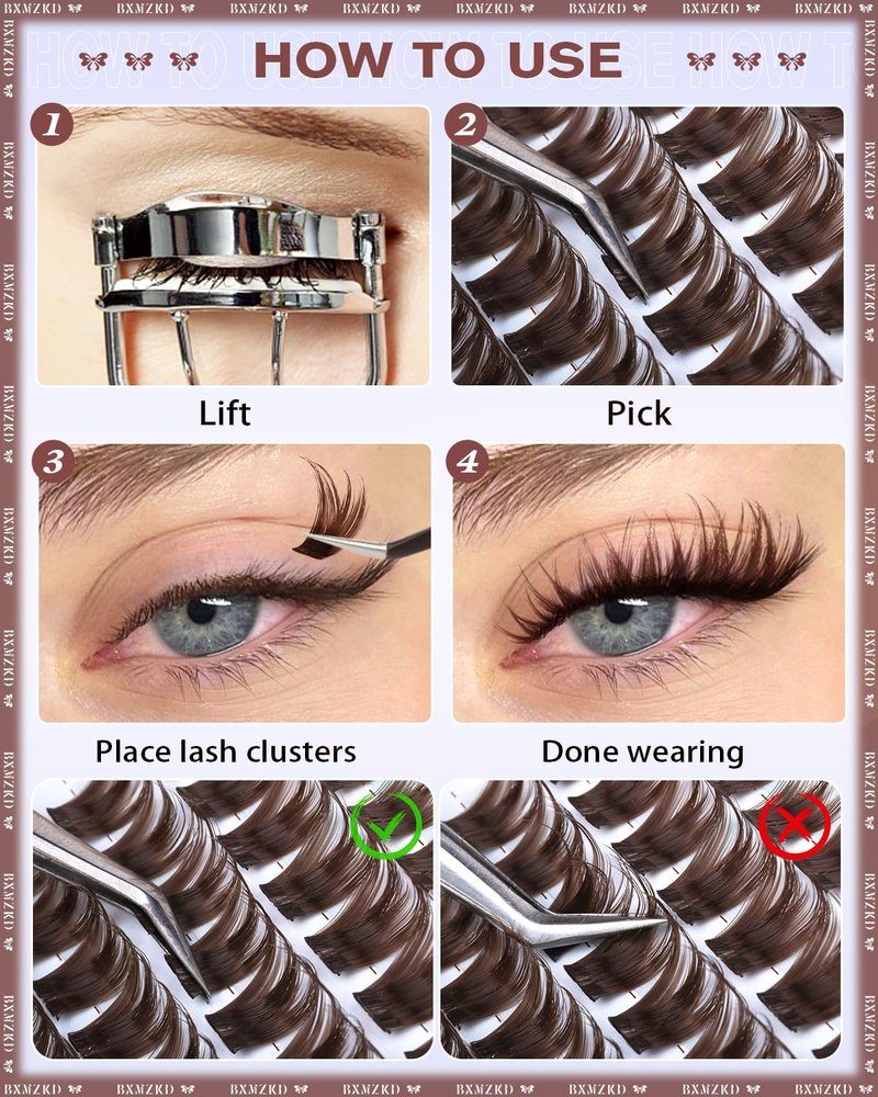 Brown Lash Clusters Wispy Individual Lashes Natural Volume Lash Extension 10-18mm C Curly Eyelash Clusters Dark Brown Cluster Eyelash Extensions Fluff Individual Eyelashes by BXMZKD